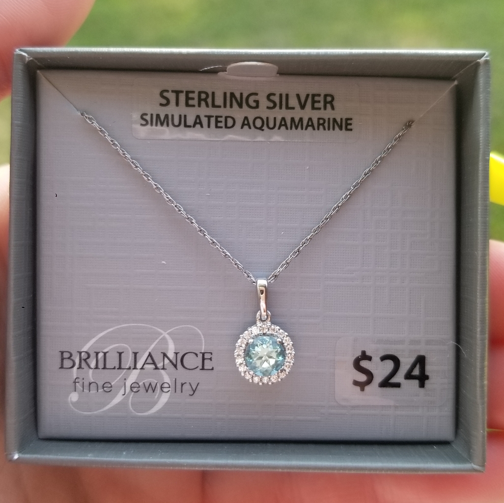 New Sterling Silver Aquamarine Necklace 18$